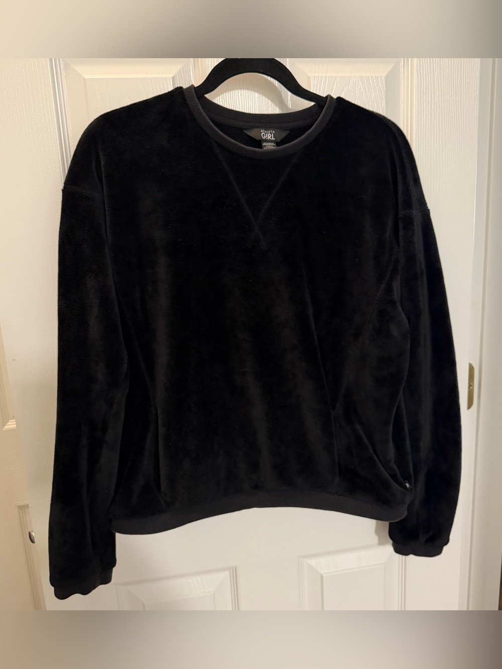 Athleta Girl Black Fleece Crewneck Sweatshirt Size XXL